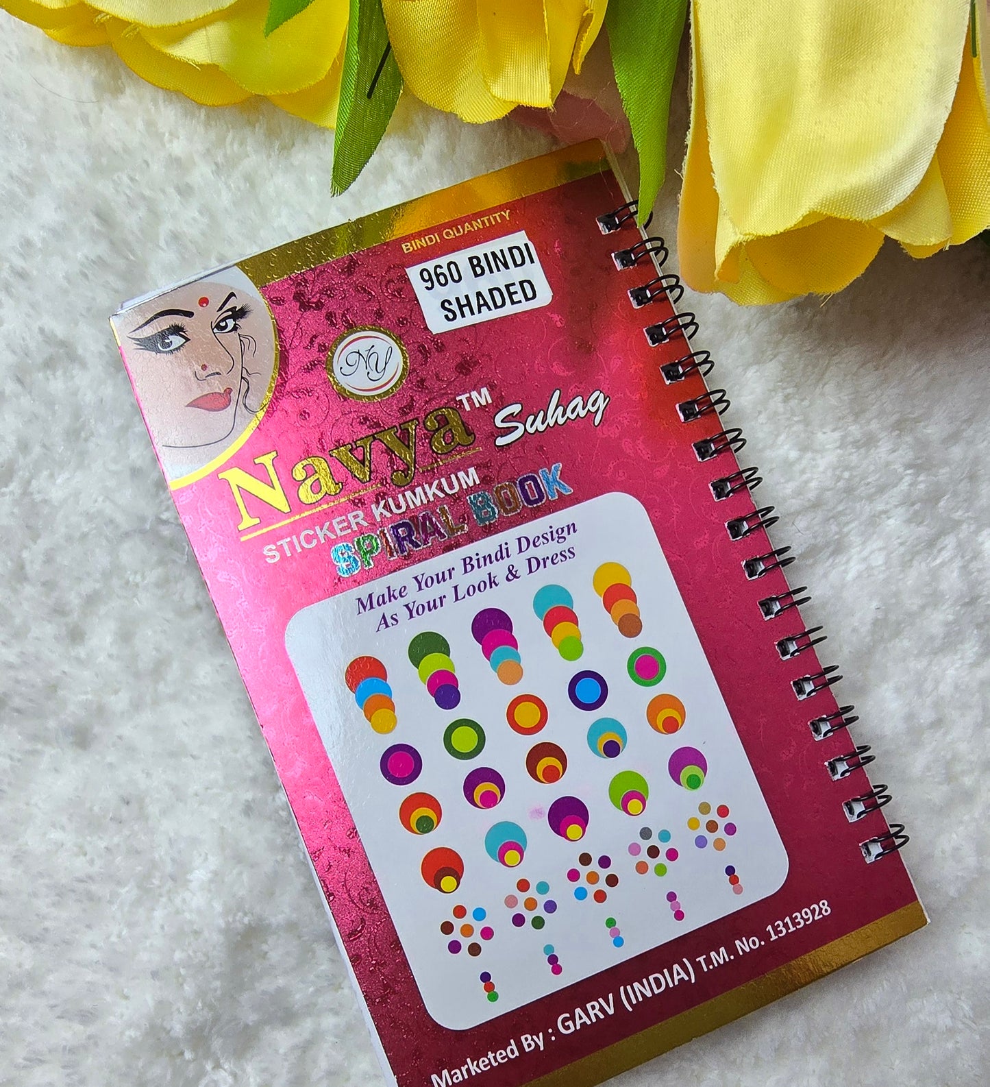 Navya - 960 count multi color and multi size SHADED Bindi spiral book.