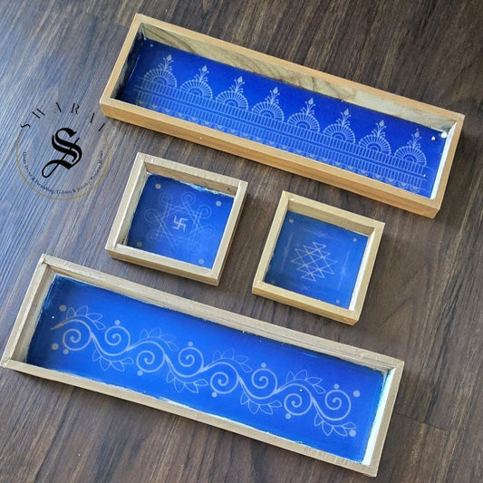 Wooden Frame Rangoli/ Kolam stencil. Set of 4.