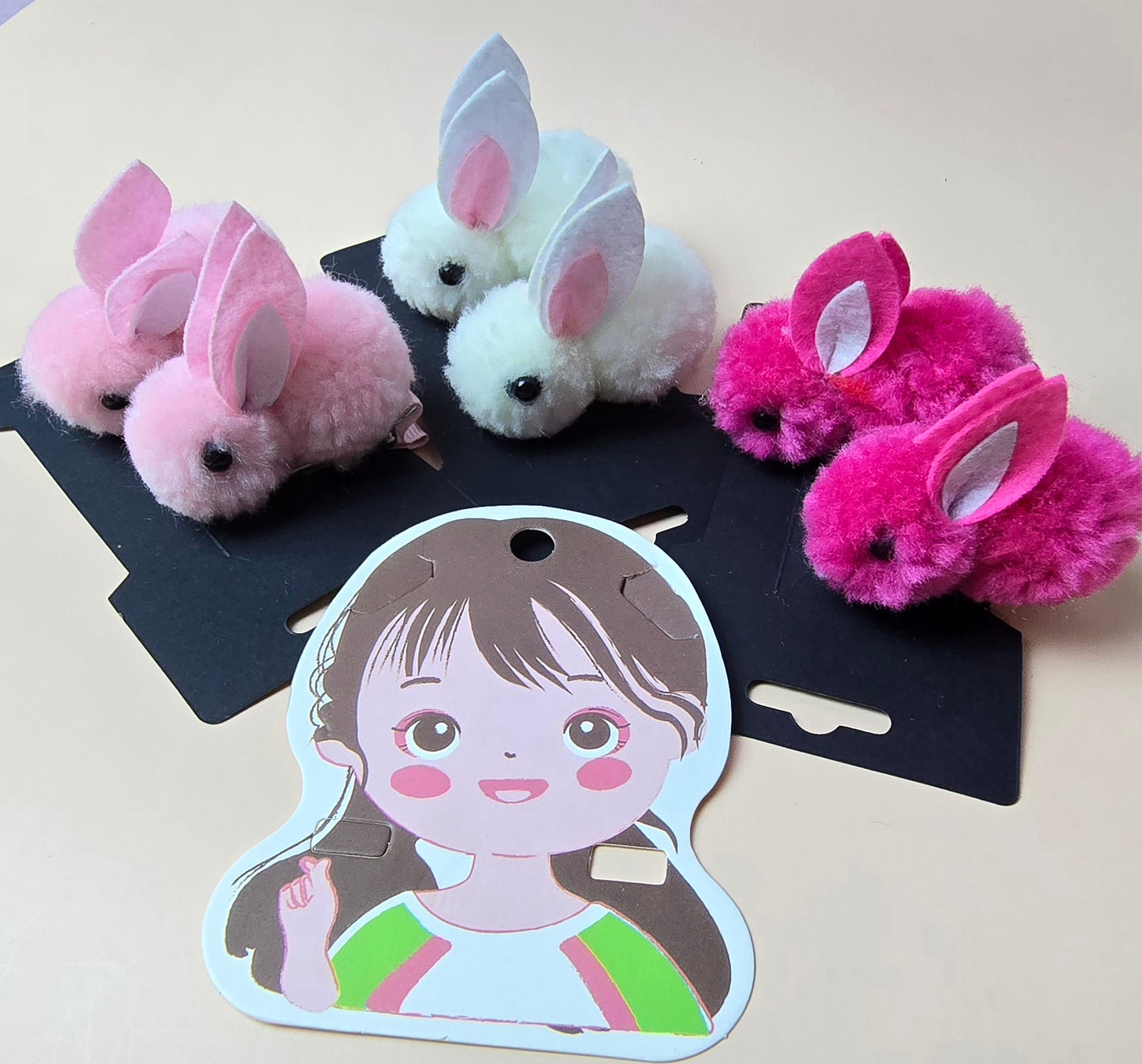 Pack of 3 pairs of cute bunny rabbit hair pin for baby girl.