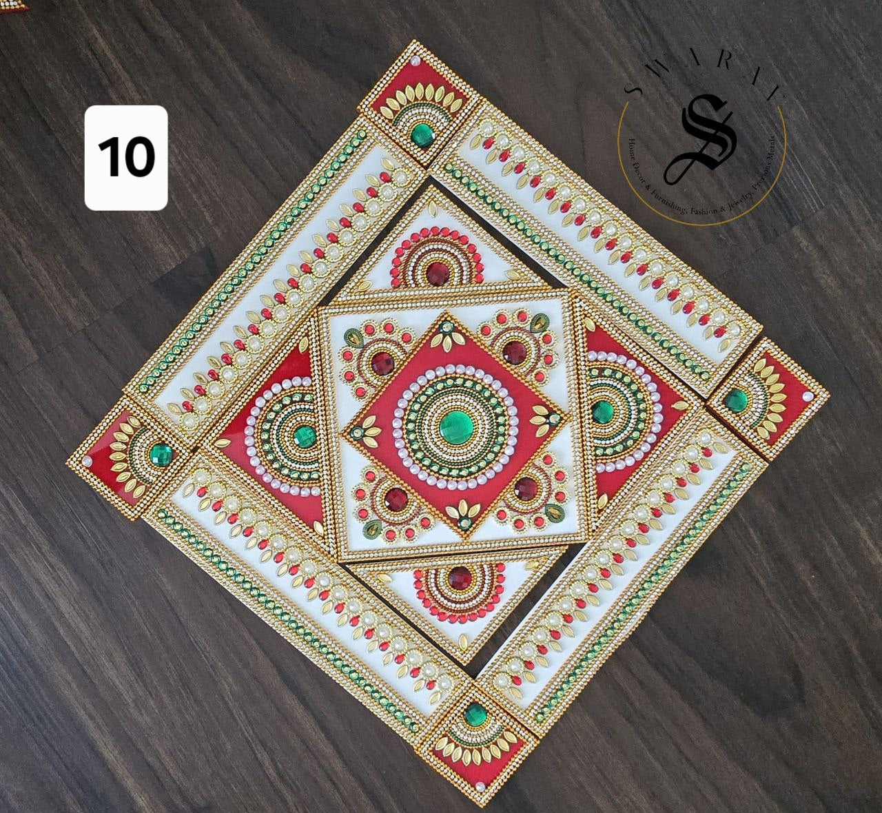 17 piece completely handmade Acrylic Rangoli set. Multi-color.