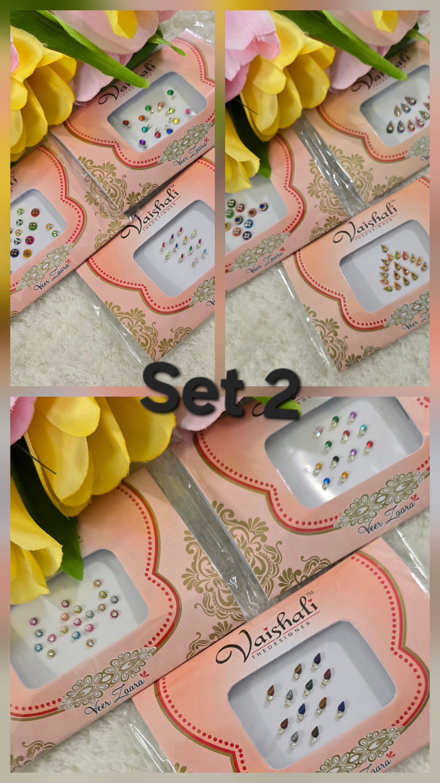 Pack of 9 - Veer Zaara fancy designer Bindi set. @ $3