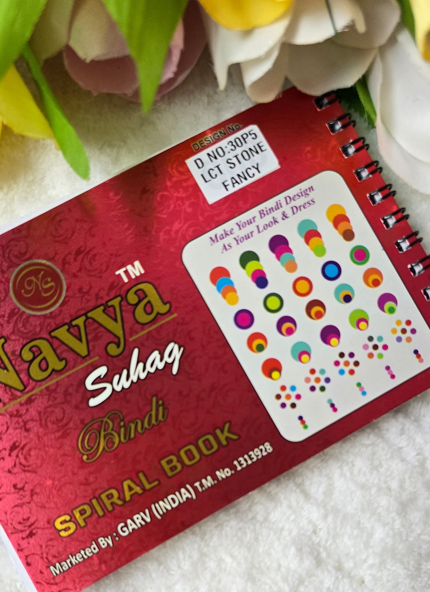 Navya - 300 count stone border multi color and size fancy spiral bindi book.