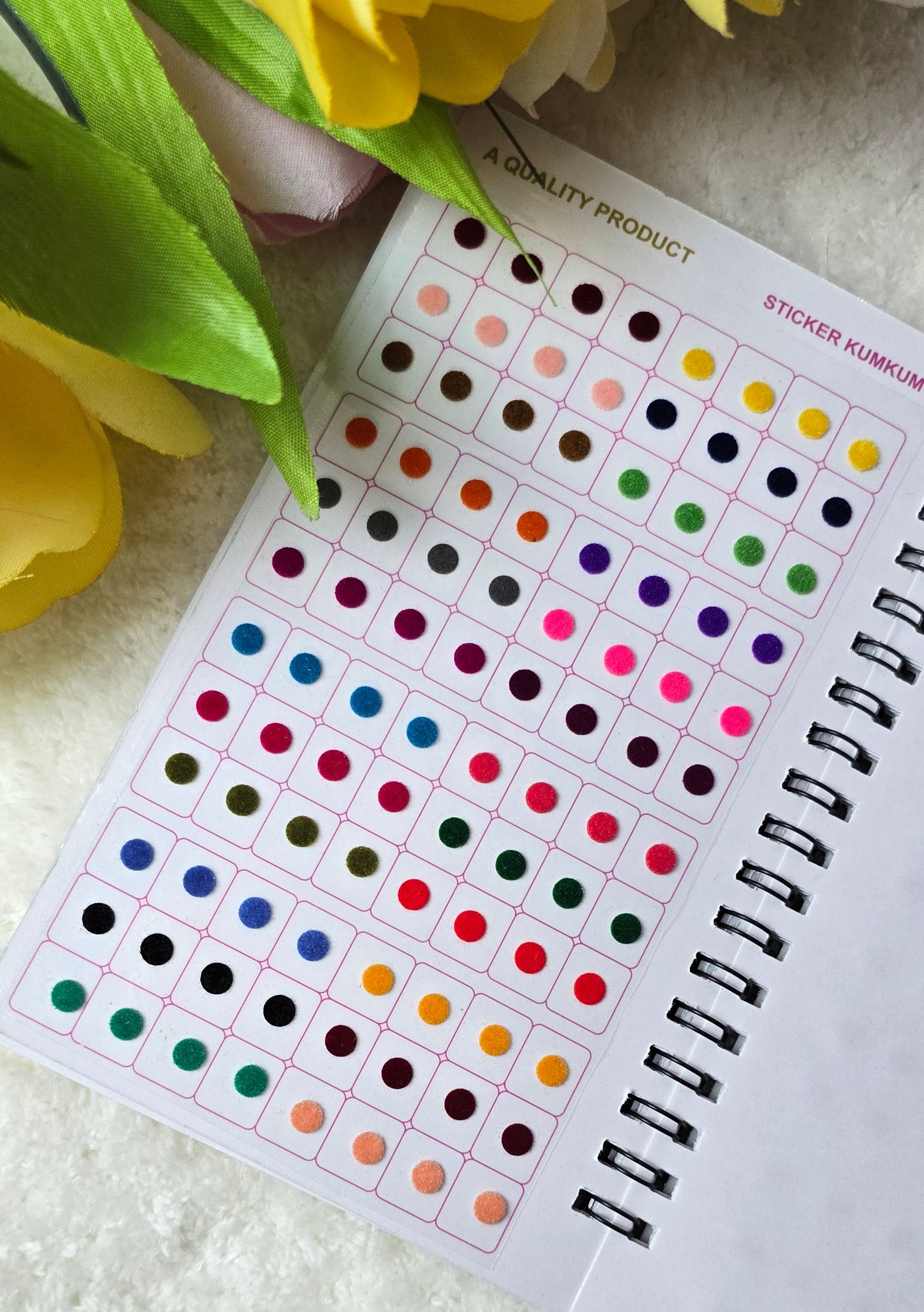 Navya - 960 count 2 color KALYANAM and round plain multi color and multi size spiral Bindi Book.