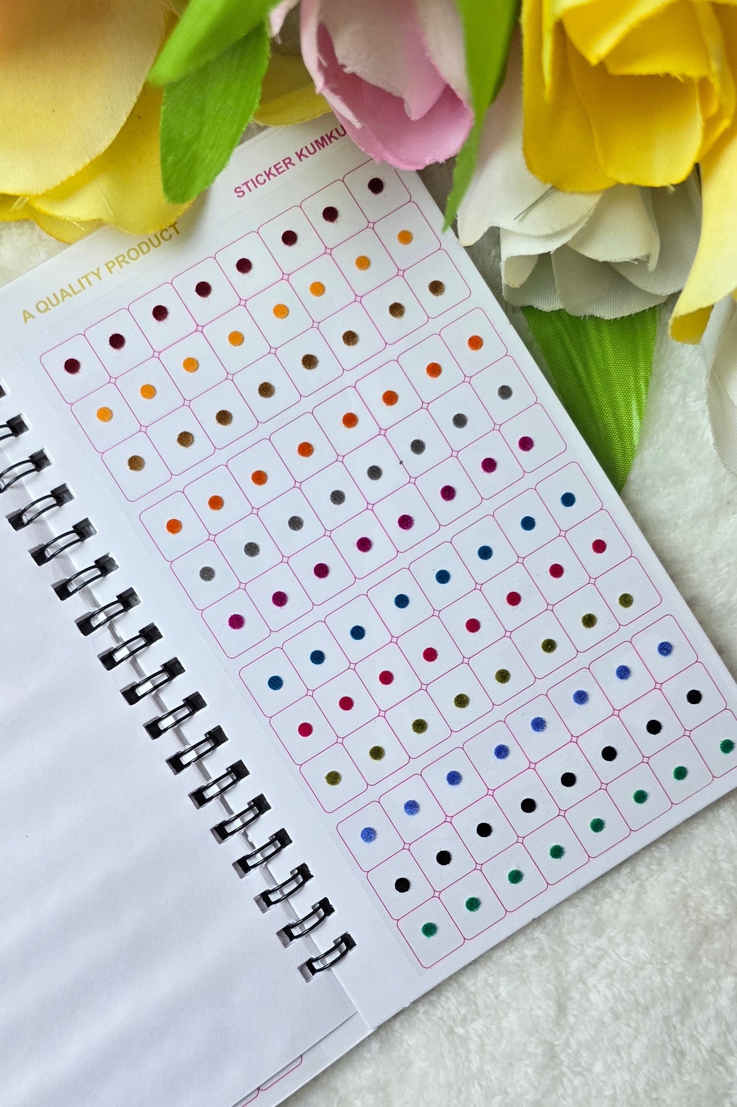 Navya - 960 count multi color and ONE size MINI plain spiral Bindi book.