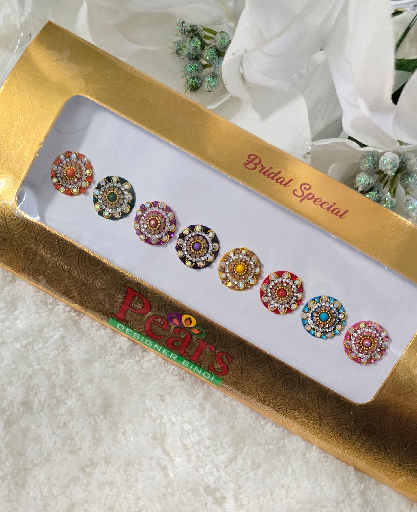 Pearl Gold card Bridal Bindi. 12 design options.