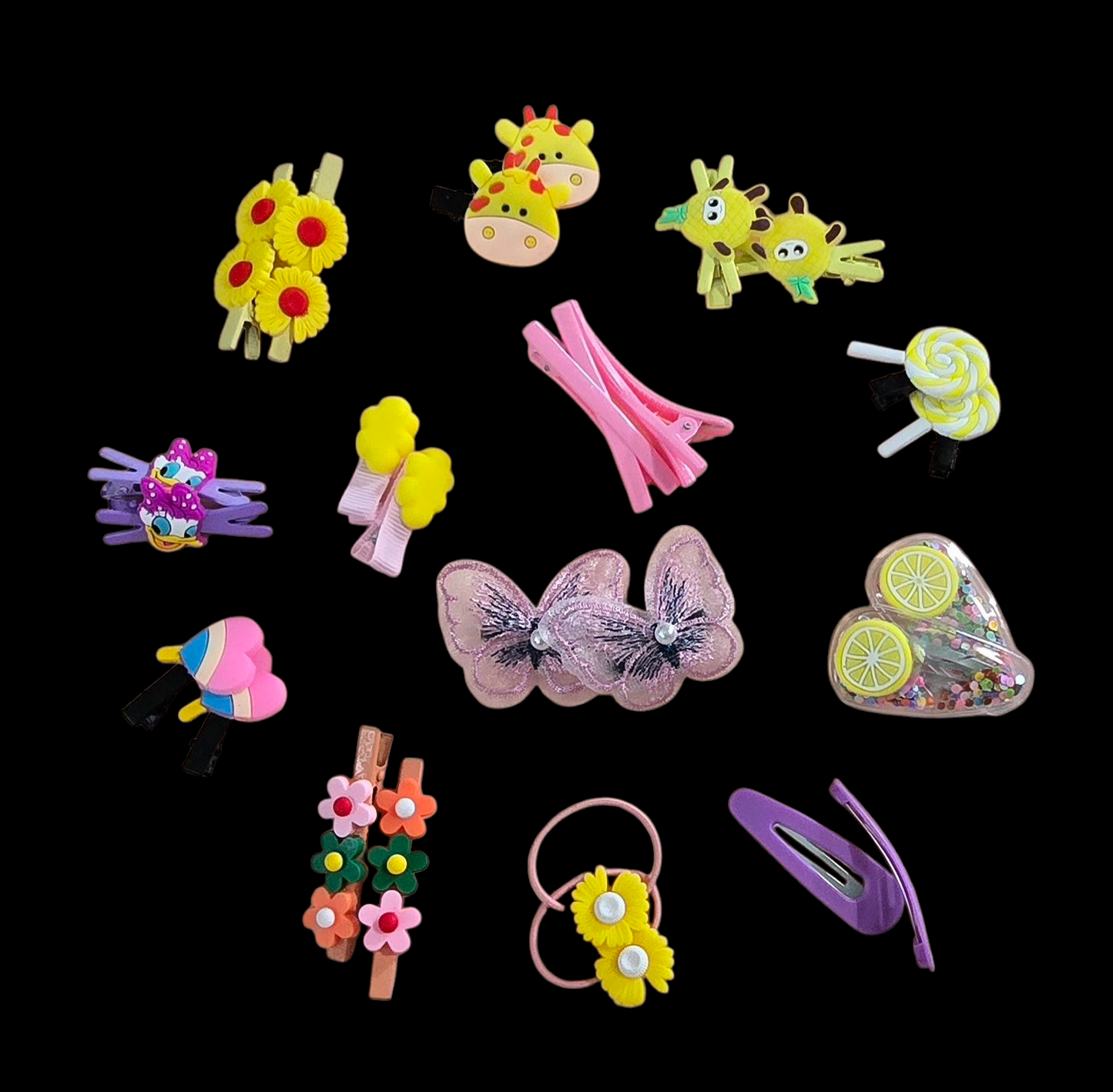 13 pair ( 26 piece) Baby girl hairpins. Comes in ready to gift/ preserve, box packing.