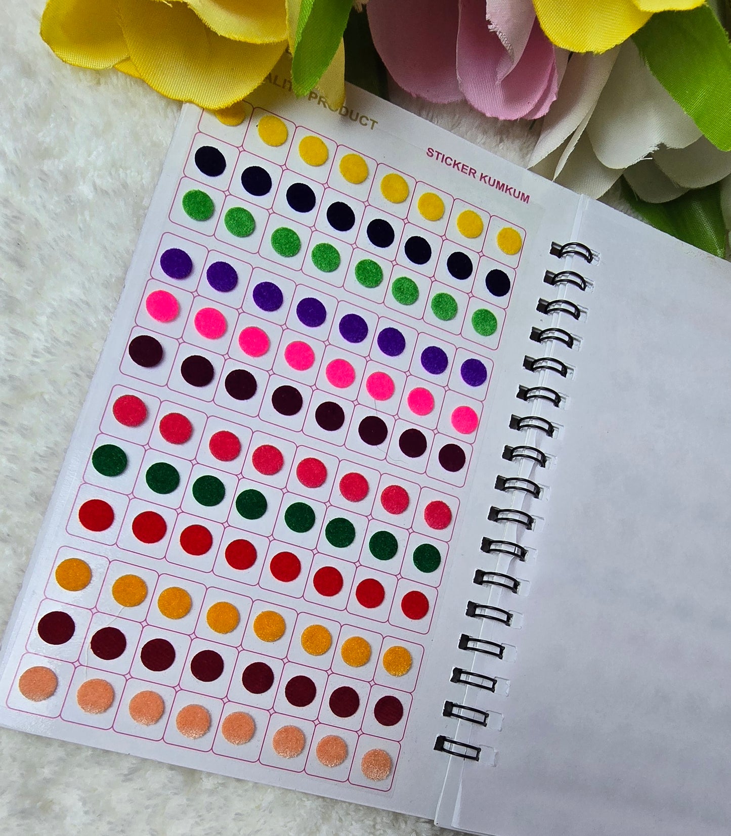 Navya - 960 count multi color and multi size plain Bindi spiral book.