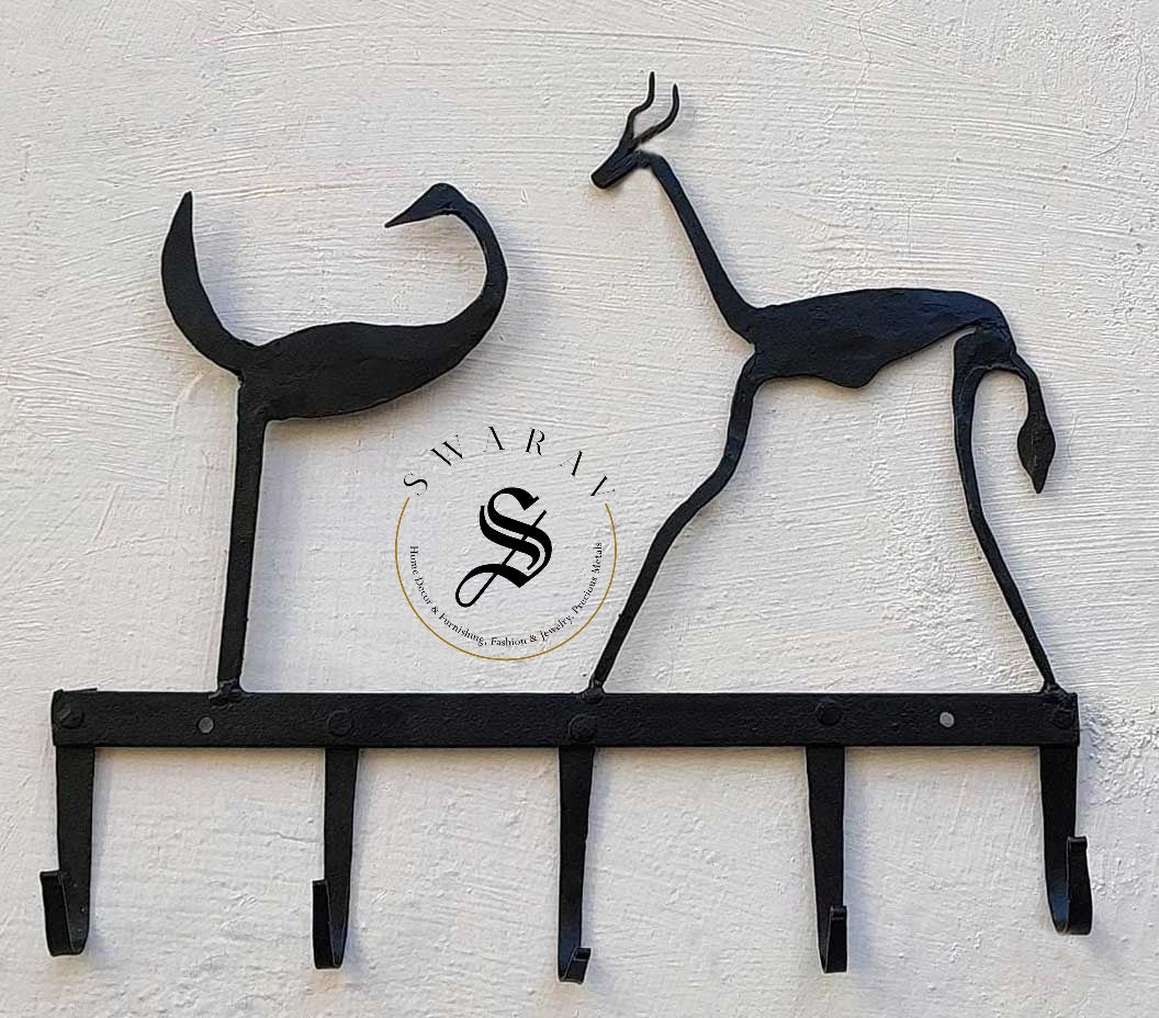 Wrought iron Pitwa Art Key Hanger – Animal Duo ( 5 hooks)