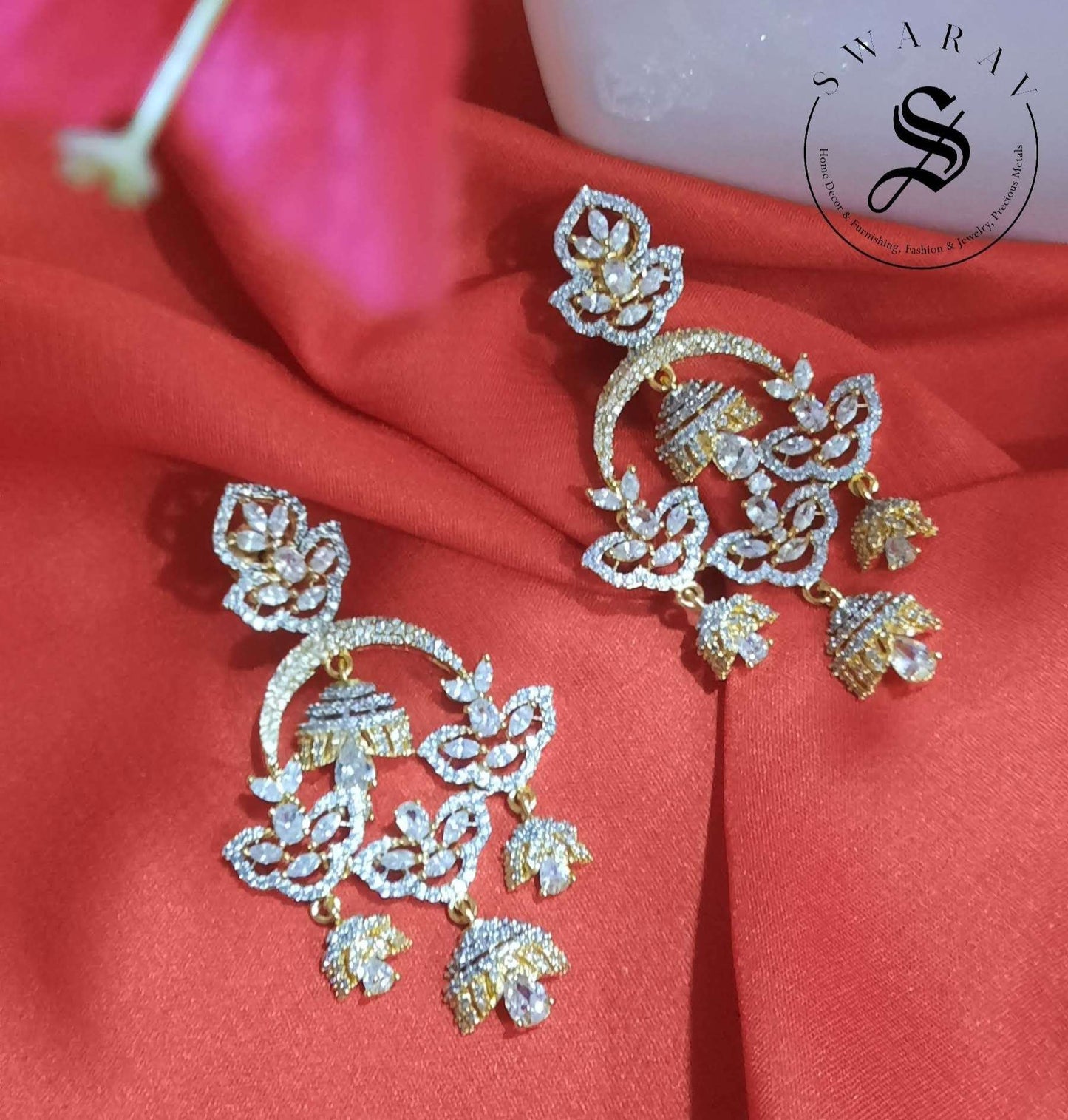 CZ/AD triple Jhumka dangler chandbali