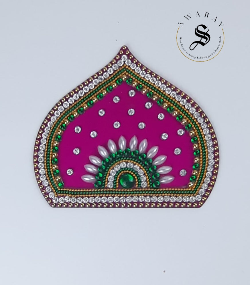 Hand made Acrylic Rangoli - Set of 9 pieces. 12 inch - Magenta.