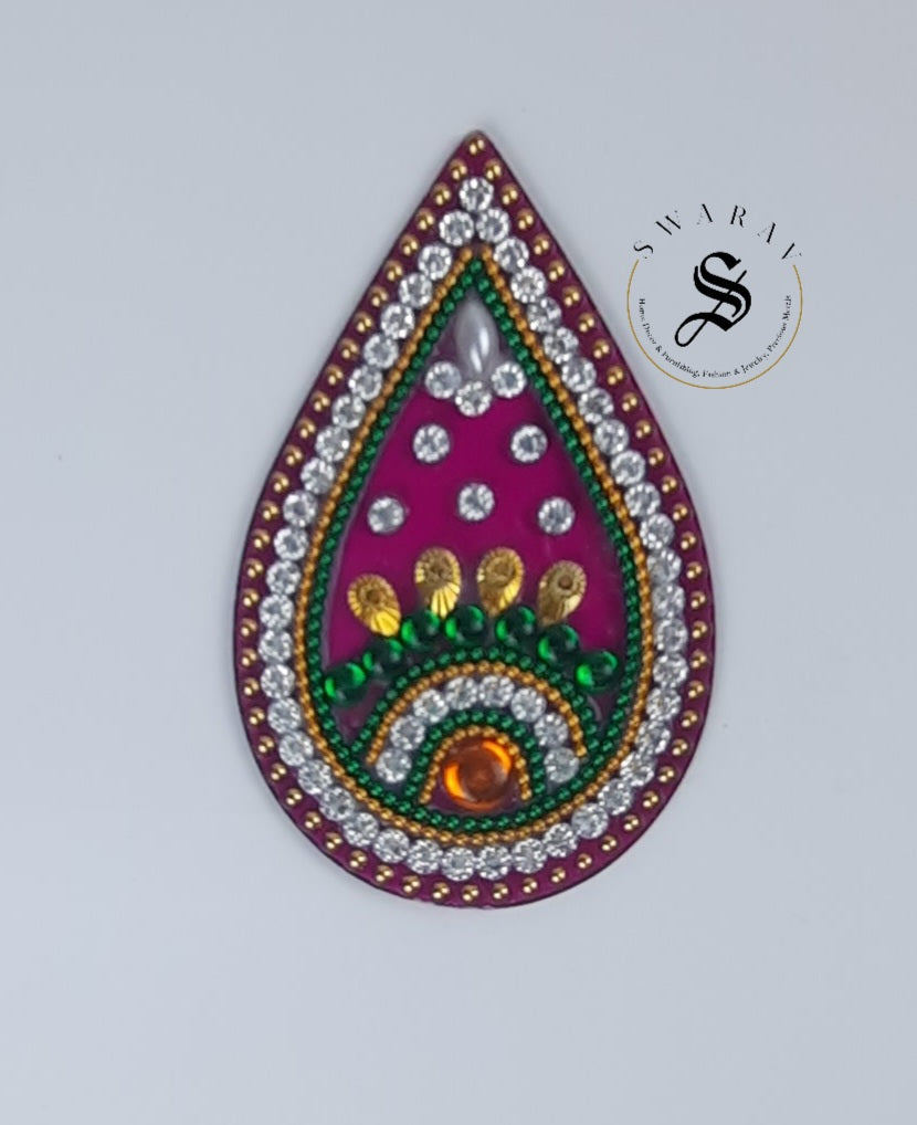 Hand made Acrylic Rangoli - Set of 9 pieces. 12 inch - Magenta.