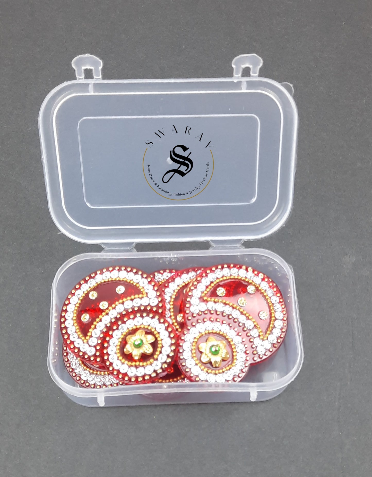 Handmade Acrylic Baby Rangoli Set of 7 pieces. Size : 7 inches. Red.