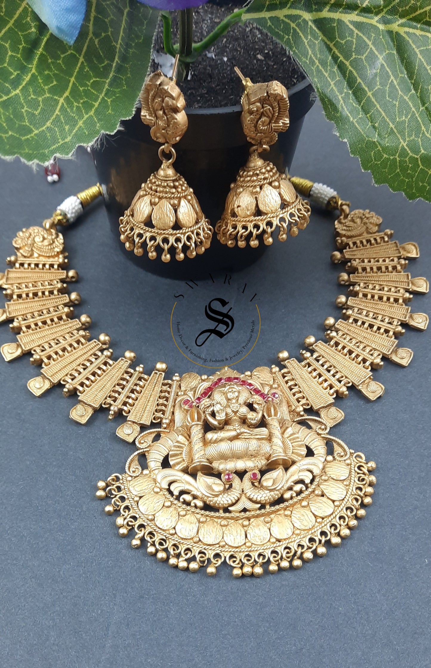 Matt finish Lakshmi Necklace set.