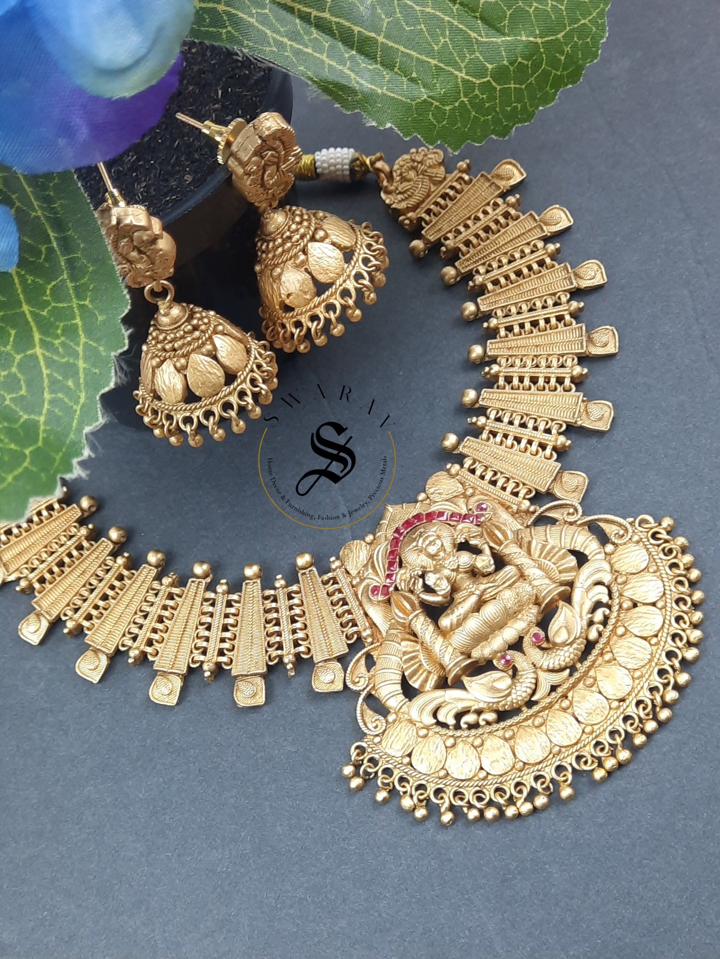 Matt finish Lakshmi Necklace set.