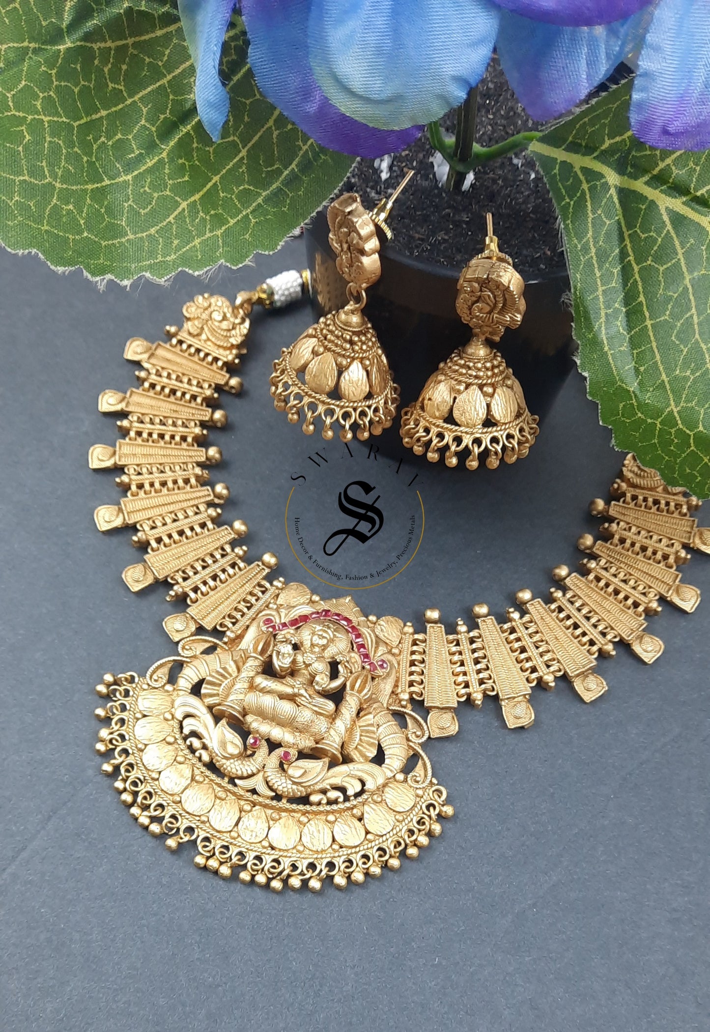 Matt finish Lakshmi Necklace set.