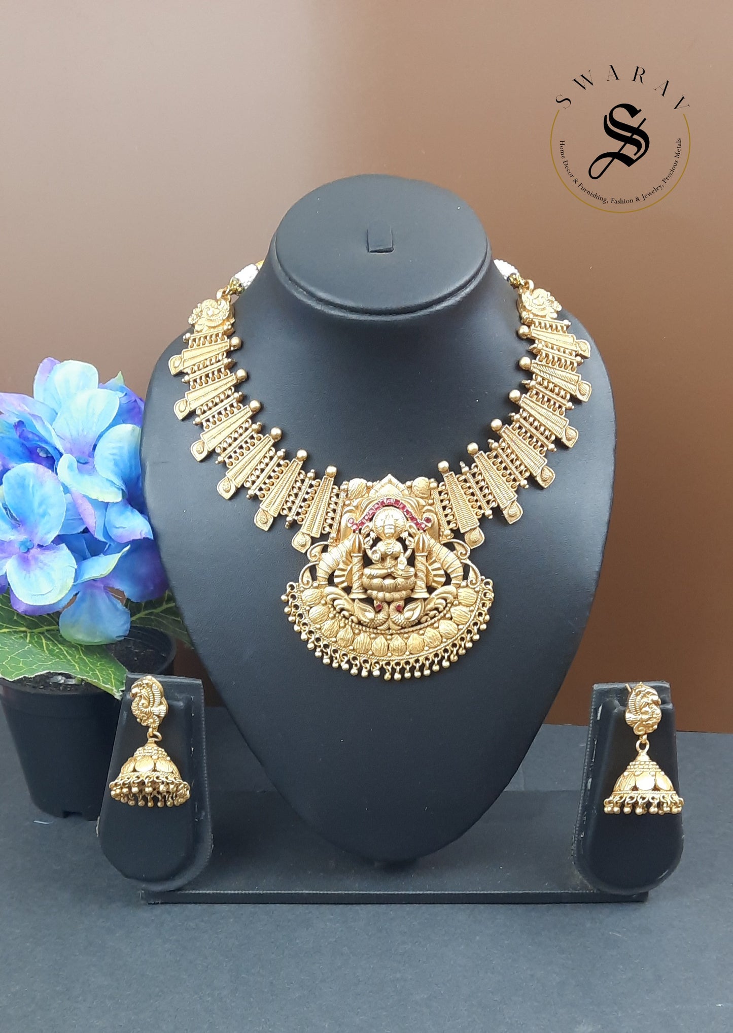 Matt finish Lakshmi Necklace set.