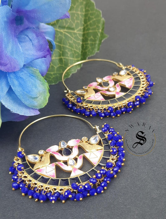 Hand painted Chandbalis - Royal Blue plus 2 more colors