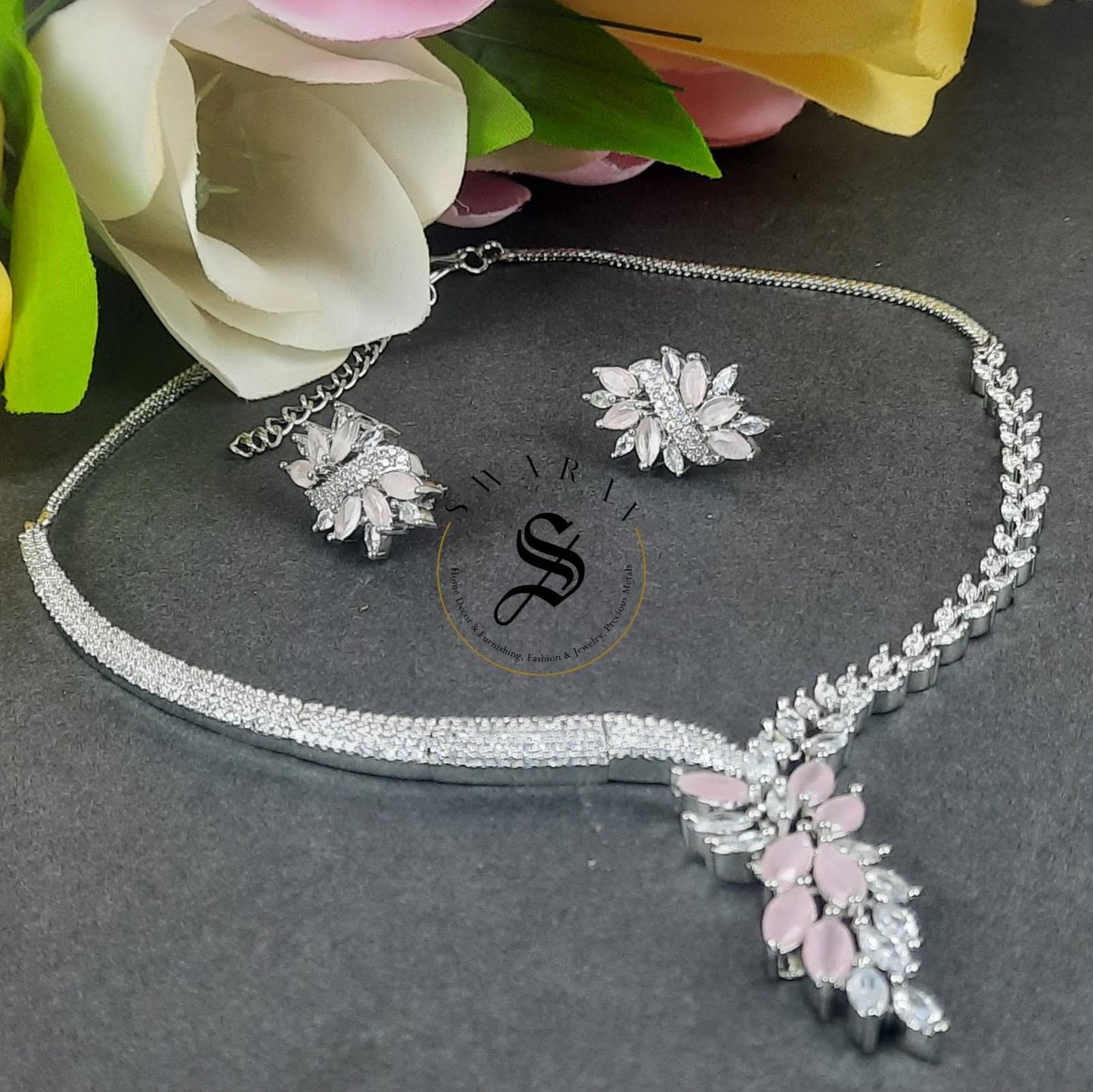 Dual Design Classic CZ Necklace Set - Party and wedding special.