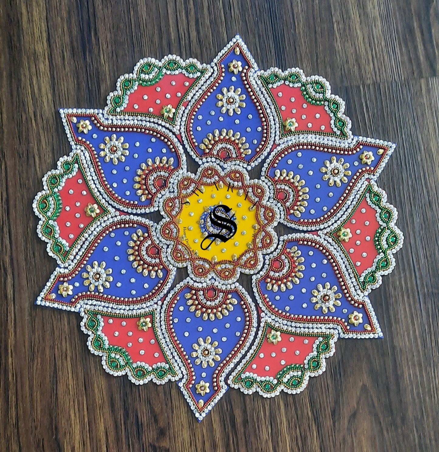 Acrylic Rangoli - Set of 13 pieces. 16 inch Multi Color.