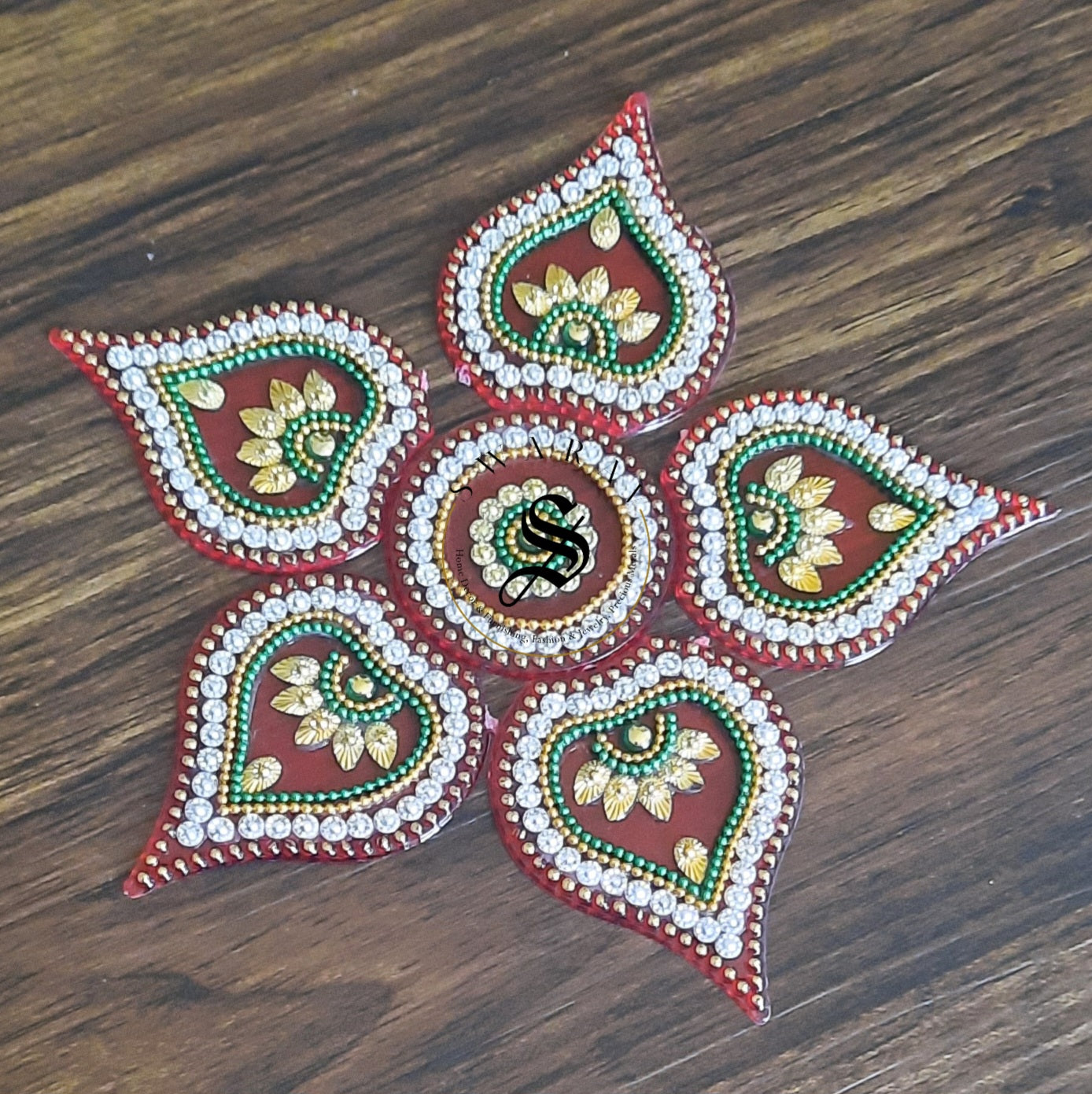 Handmade Acrylic Baby Rangoli Set of 6 pieces. Size : 7 inches.