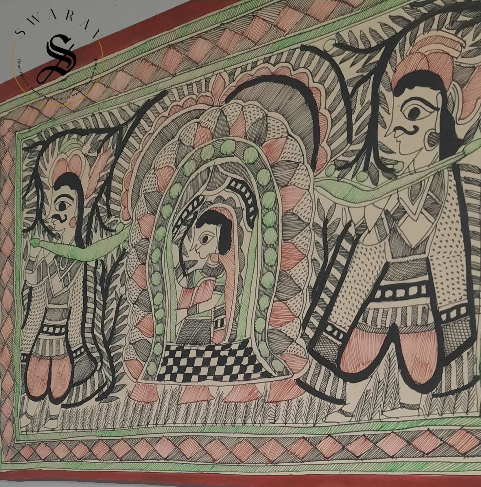 Madhubani or Mithila Painting –Dulhan ki Doli -The Beautiful Indian Bride in Palanquin.