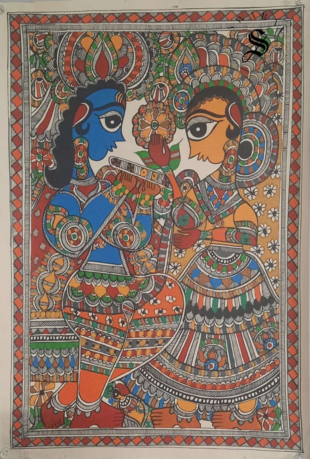 Madhubani or Mithila Painting –Radha Krishna, the eternal Love story.