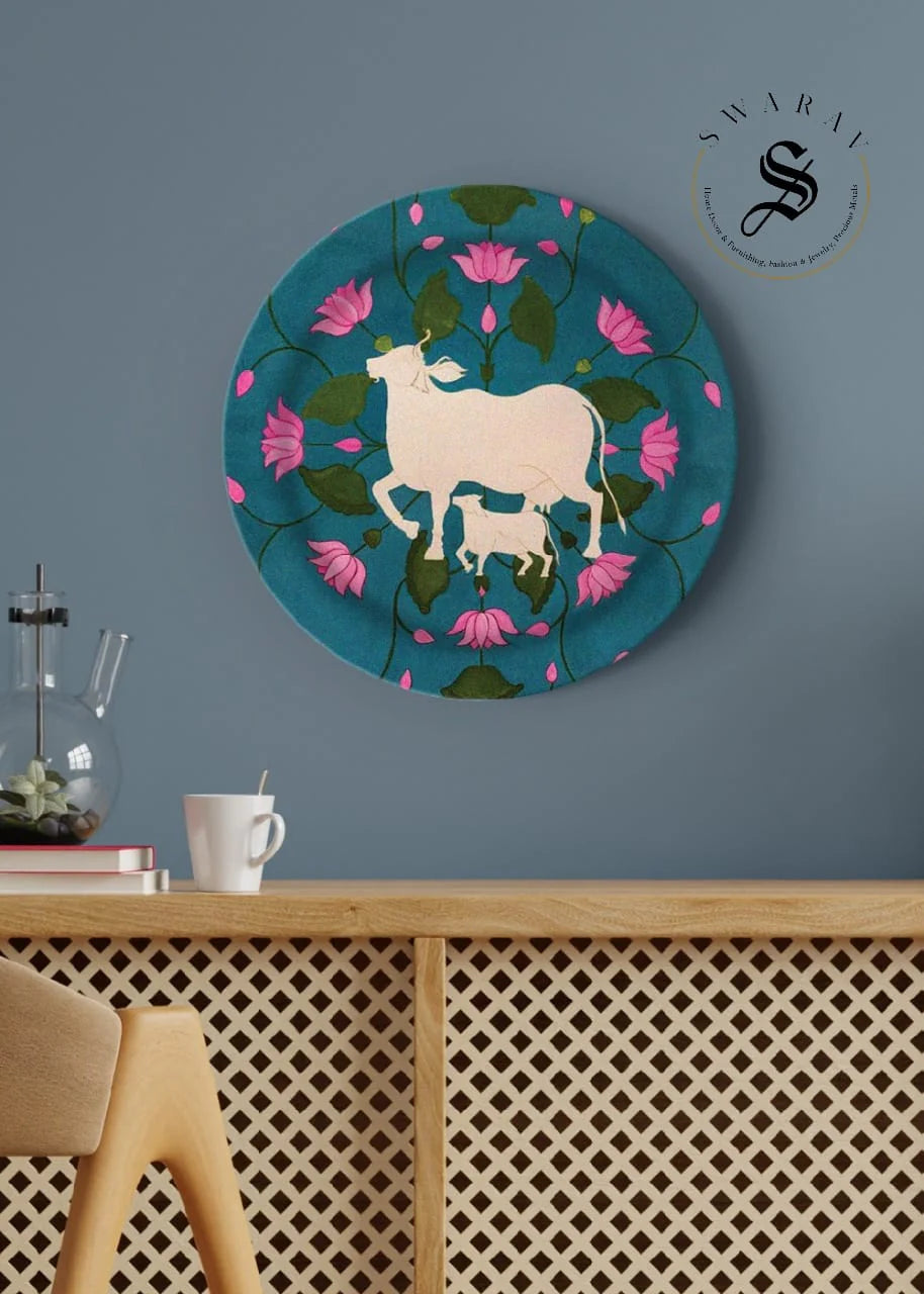 Set of 3 - Acrylic wall plates with cow and elephant print. size - 11 inch diameter.