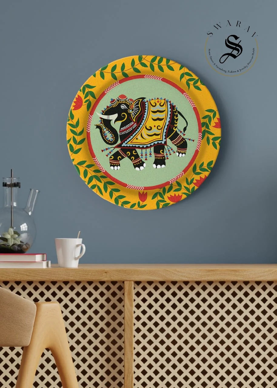 Set of 3 - Acrylic wall plates with cow and elephant print. size - 11 inch diameter.