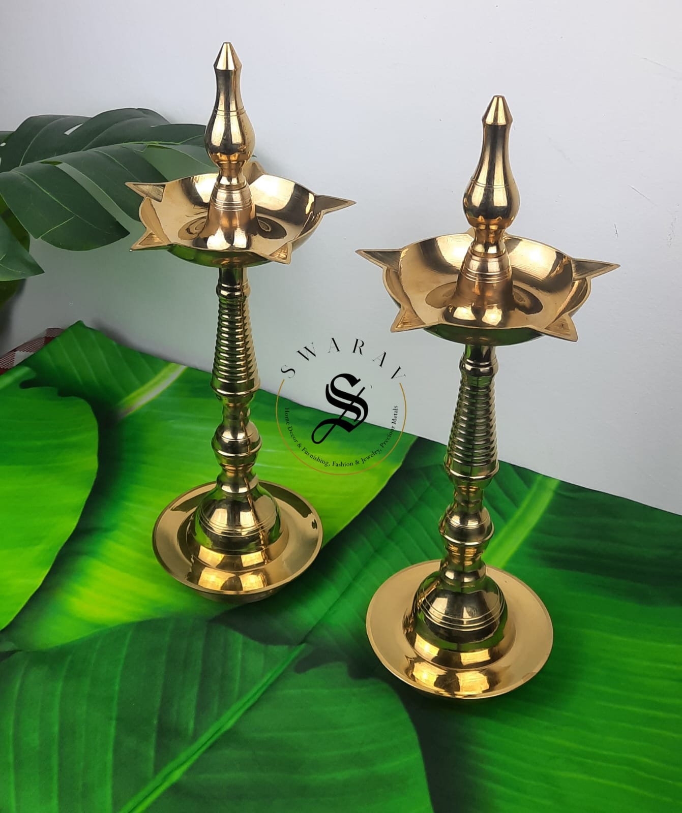 Brass Diya - Big 16inch Kerala Diya/ oil lamp - Set of 2