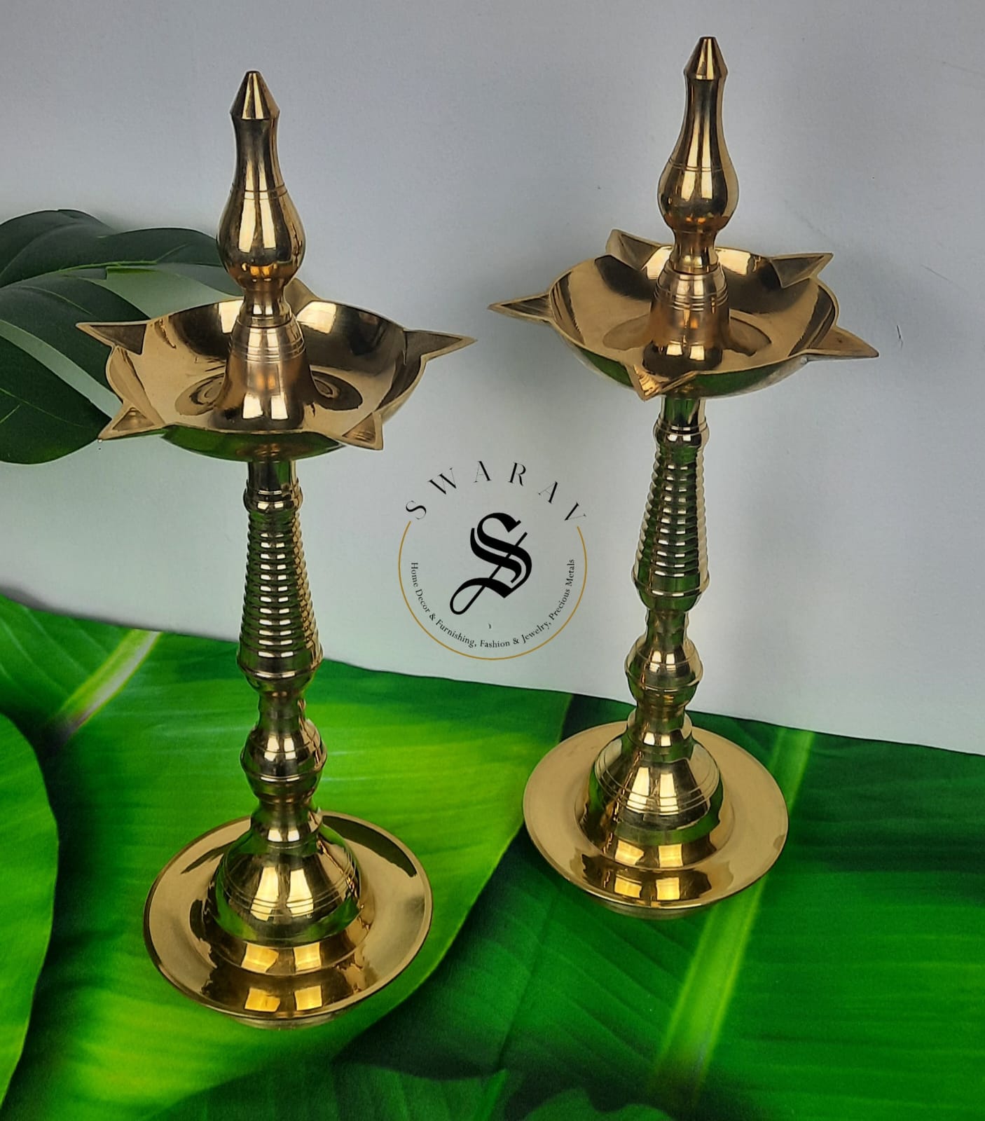 Brass Diya - Big 16inch Kerala Diya/ oil lamp - Set of 2