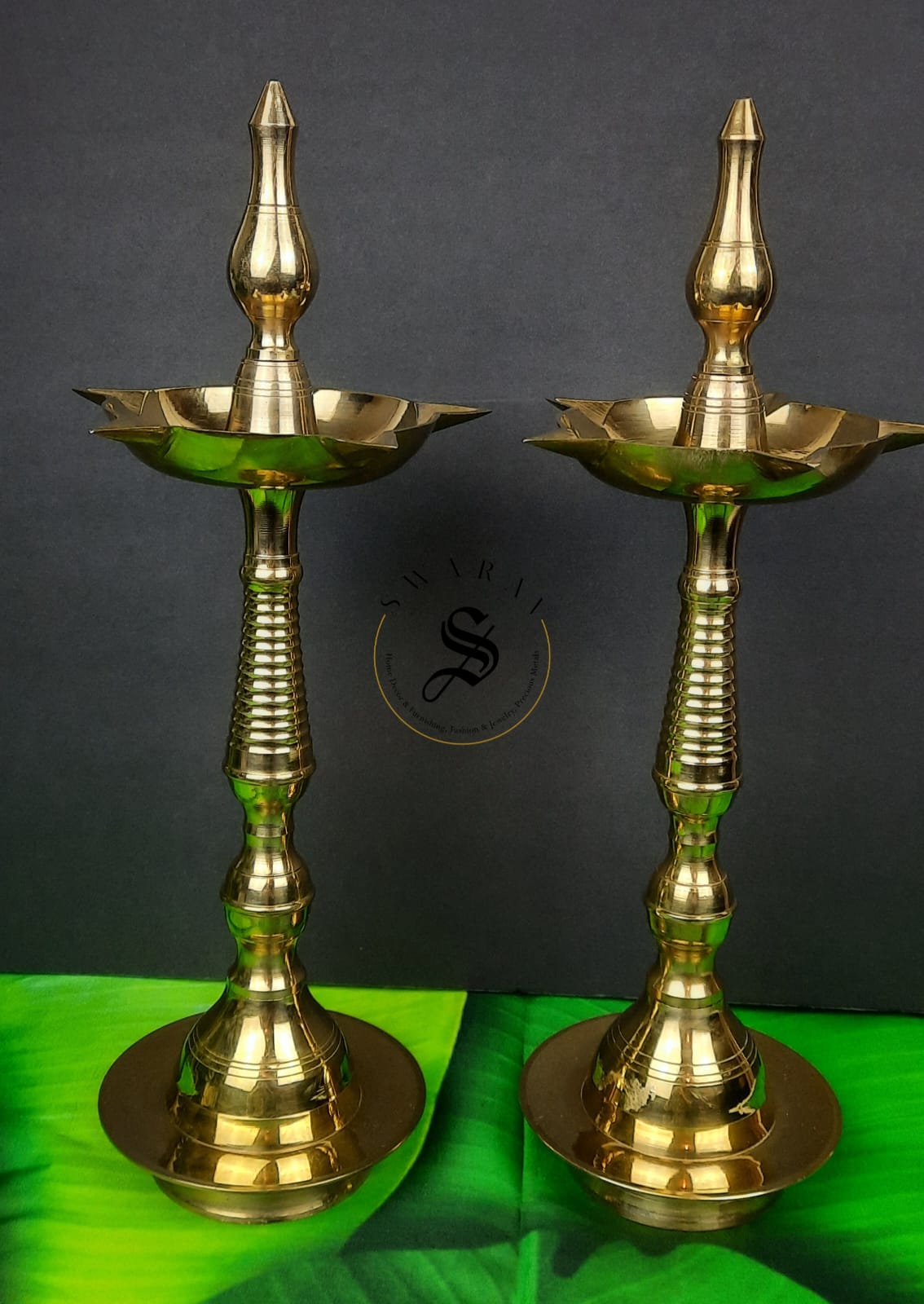 Brass Diya - Big 16inch Kerala Diya/ oil lamp - Set of 2