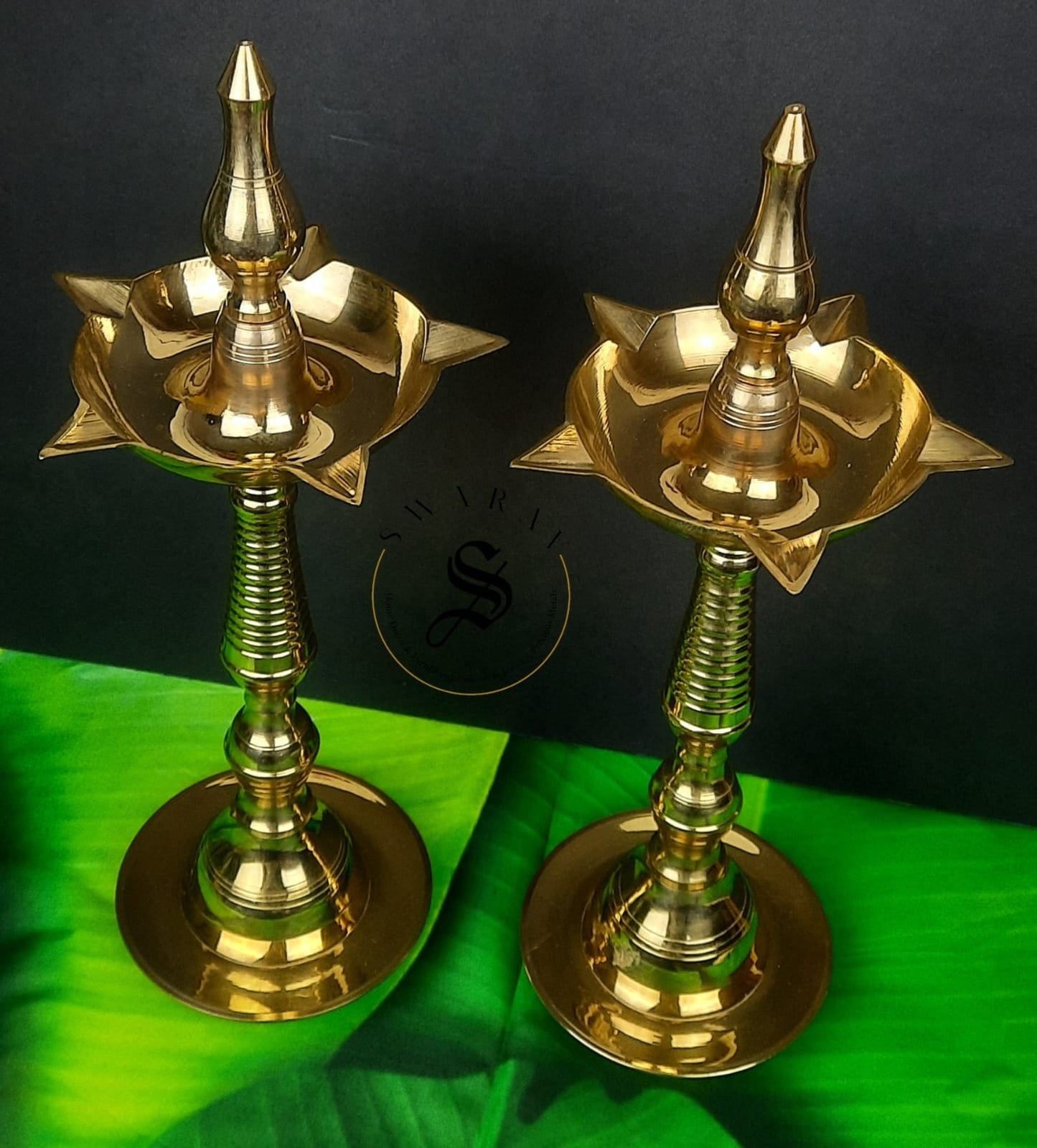 Brass Diya - Big 16inch Kerala Diya/ oil lamp - Set of 2