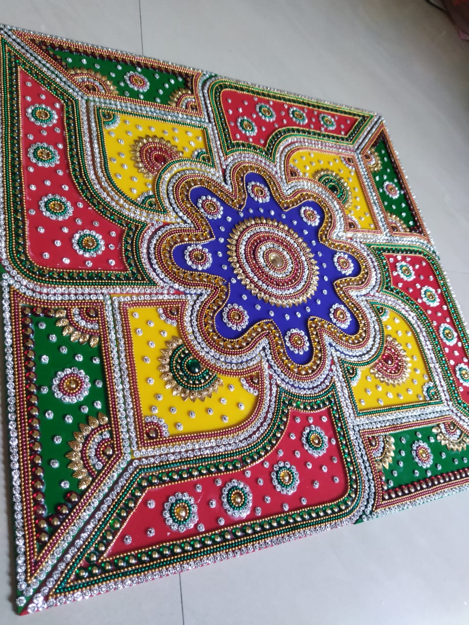 Acrylic Rangoli - Set of 13 pieces. 17 inch Multi Color.