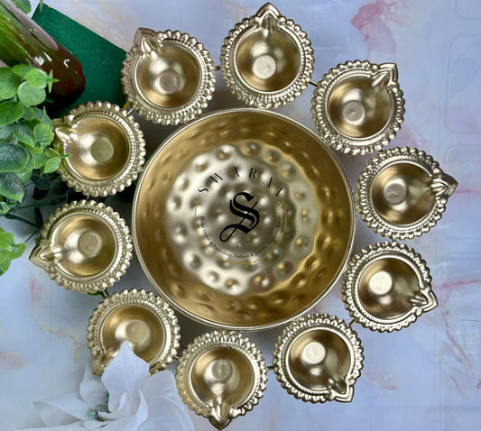 Metal Diya Urli - 10 inch Diameter