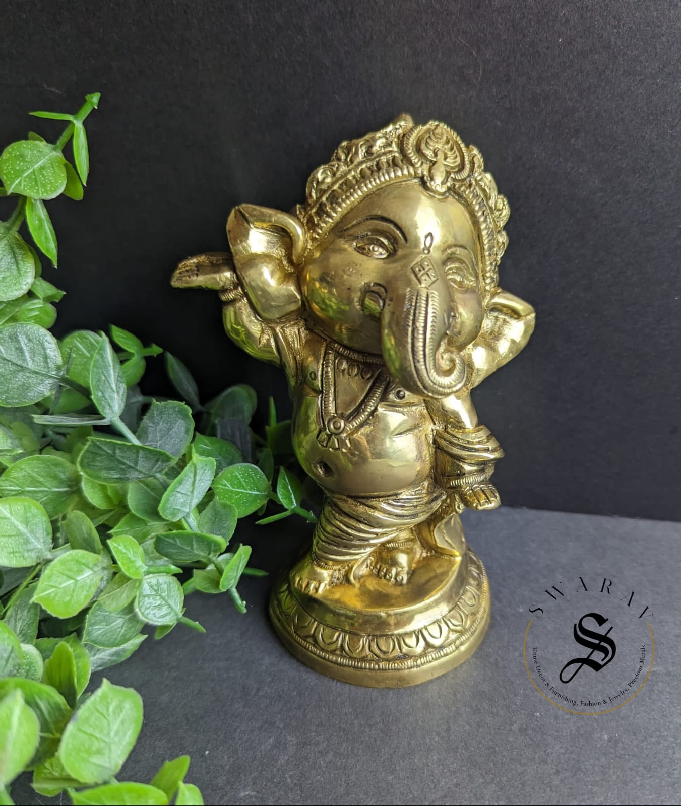 Pure Superfine Brass Dancing Ganesh - Height 6 inch. Weight - 1 Kg.