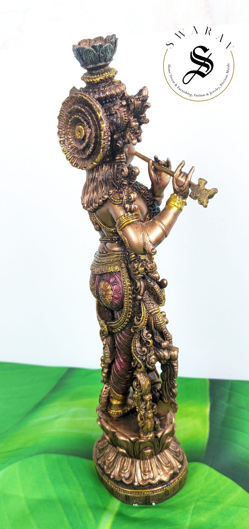 FREE SHIPPING . Resin Krishna with metallic finish. 15 inch.