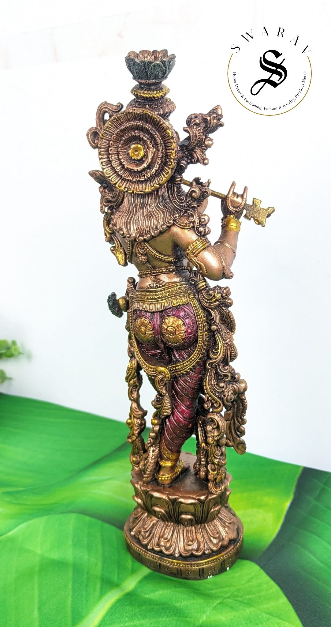 FREE SHIPPING . Resin Krishna with metallic finish. 15 inch.