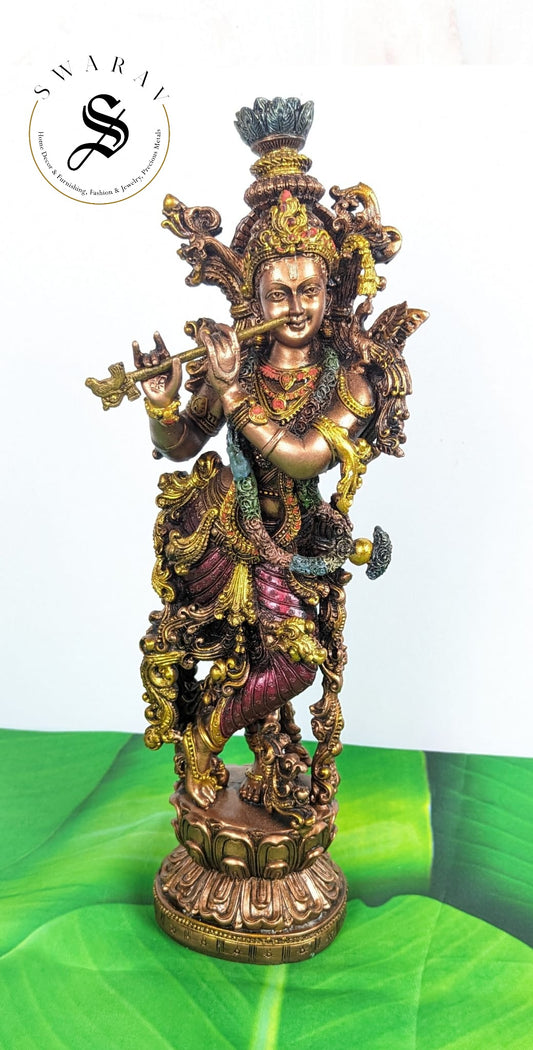 FREE SHIPPING . Resin Krishna with metallic finish. 15 inch.