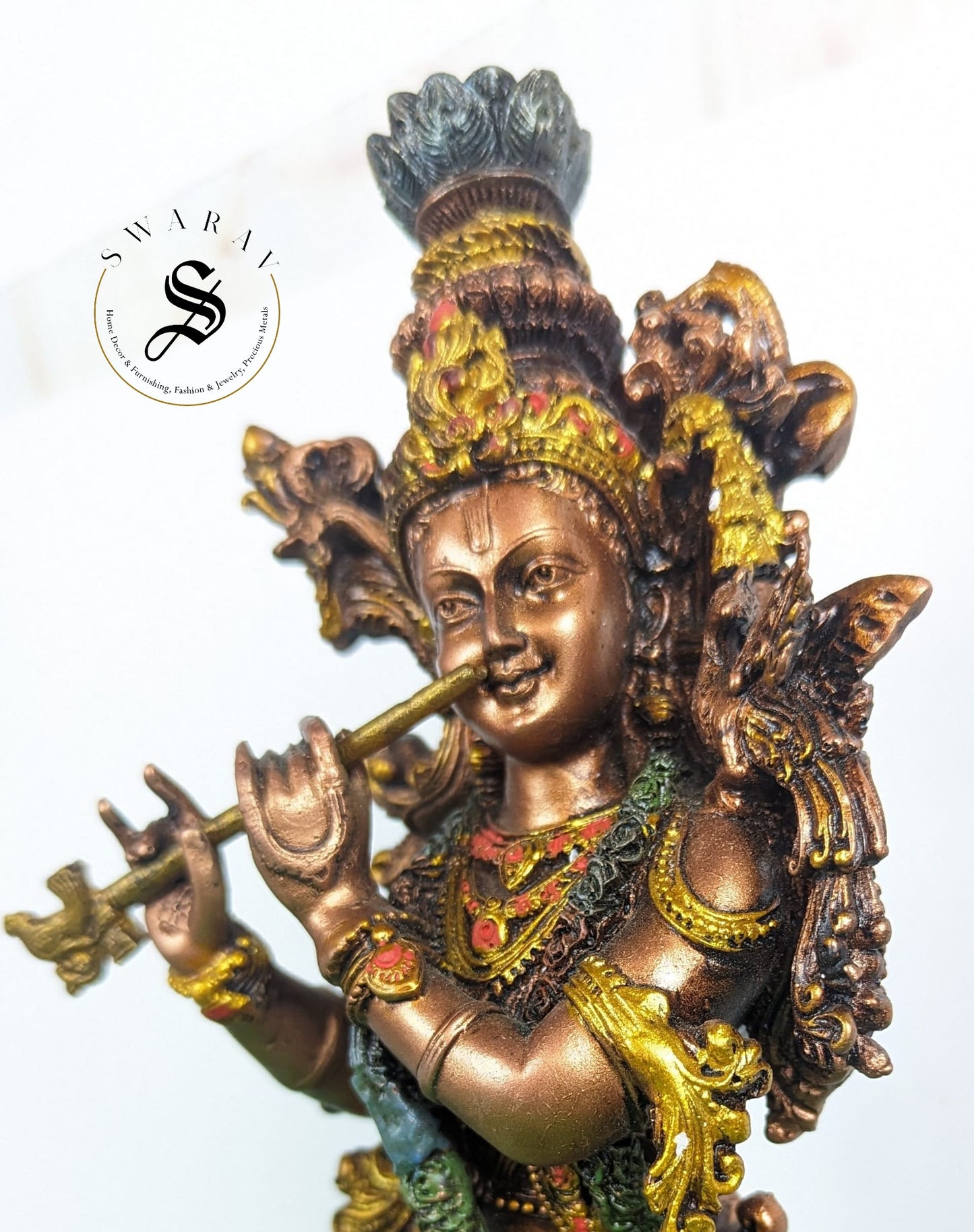 FREE SHIPPING . Resin Krishna with metallic finish. 15 inch.