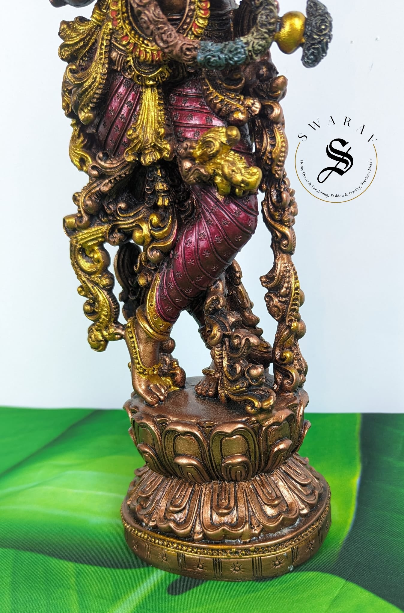 FREE SHIPPING . Resin Krishna with metallic finish. 15 inch.