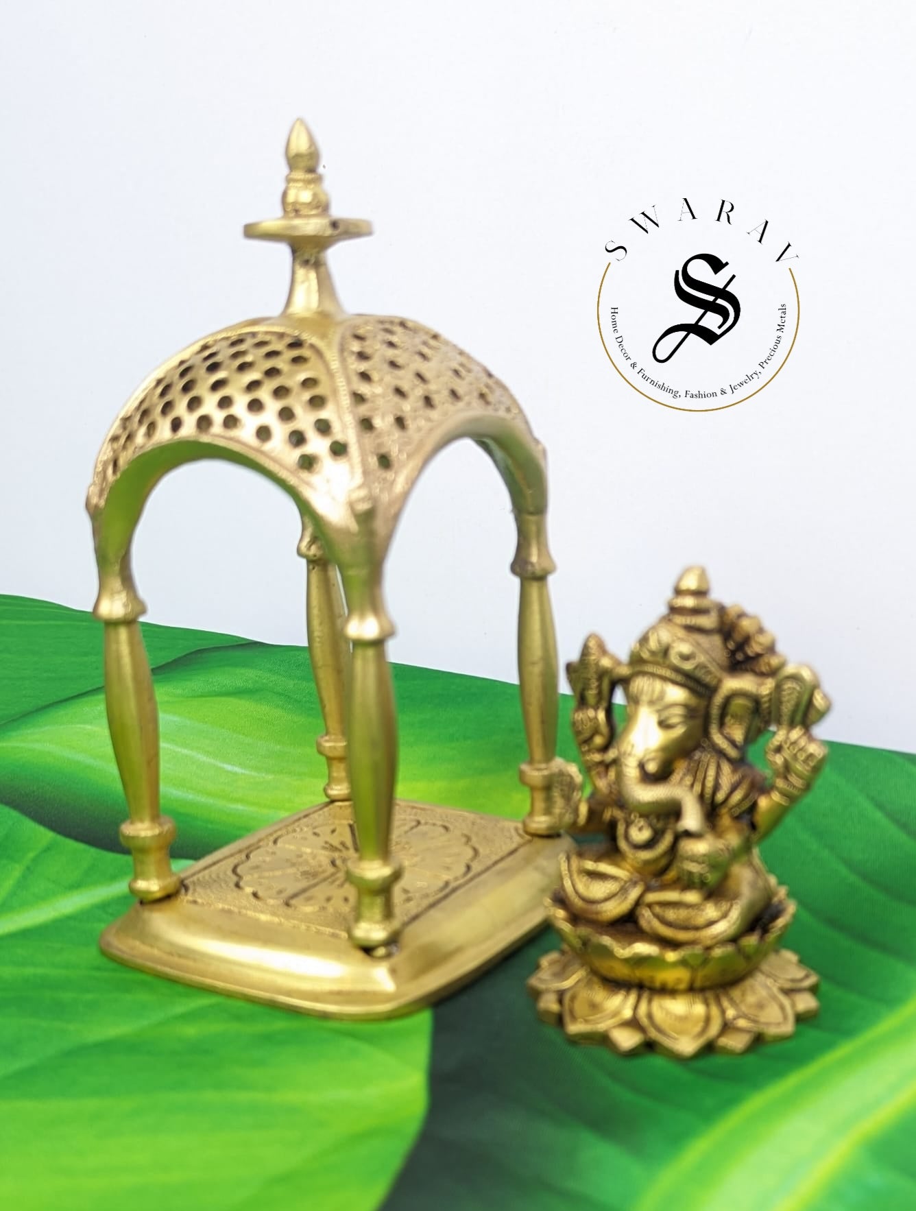 Pure Brass Temple with cute Ganesha idol