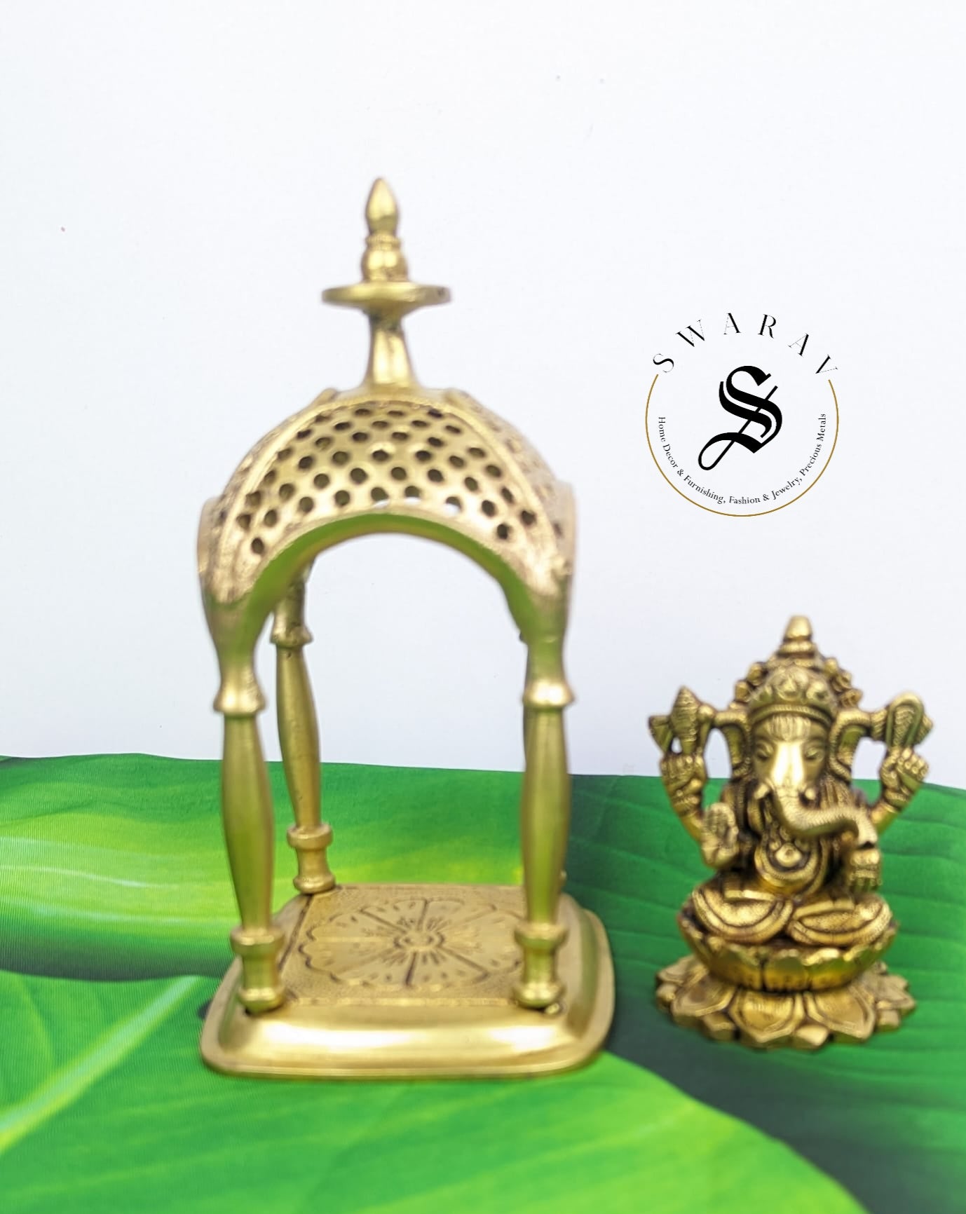 Pure Brass Temple with cute Ganesha idol