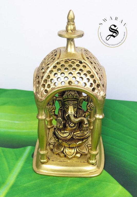 Pure Brass Temple with cute Ganesha idol