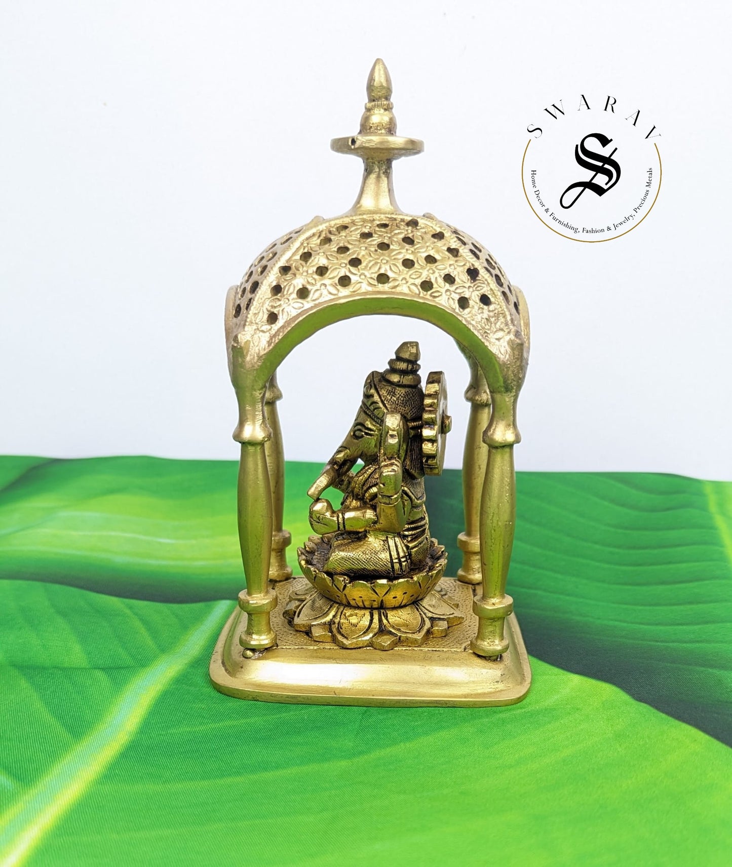 Pure Brass Temple with cute Ganesha idol