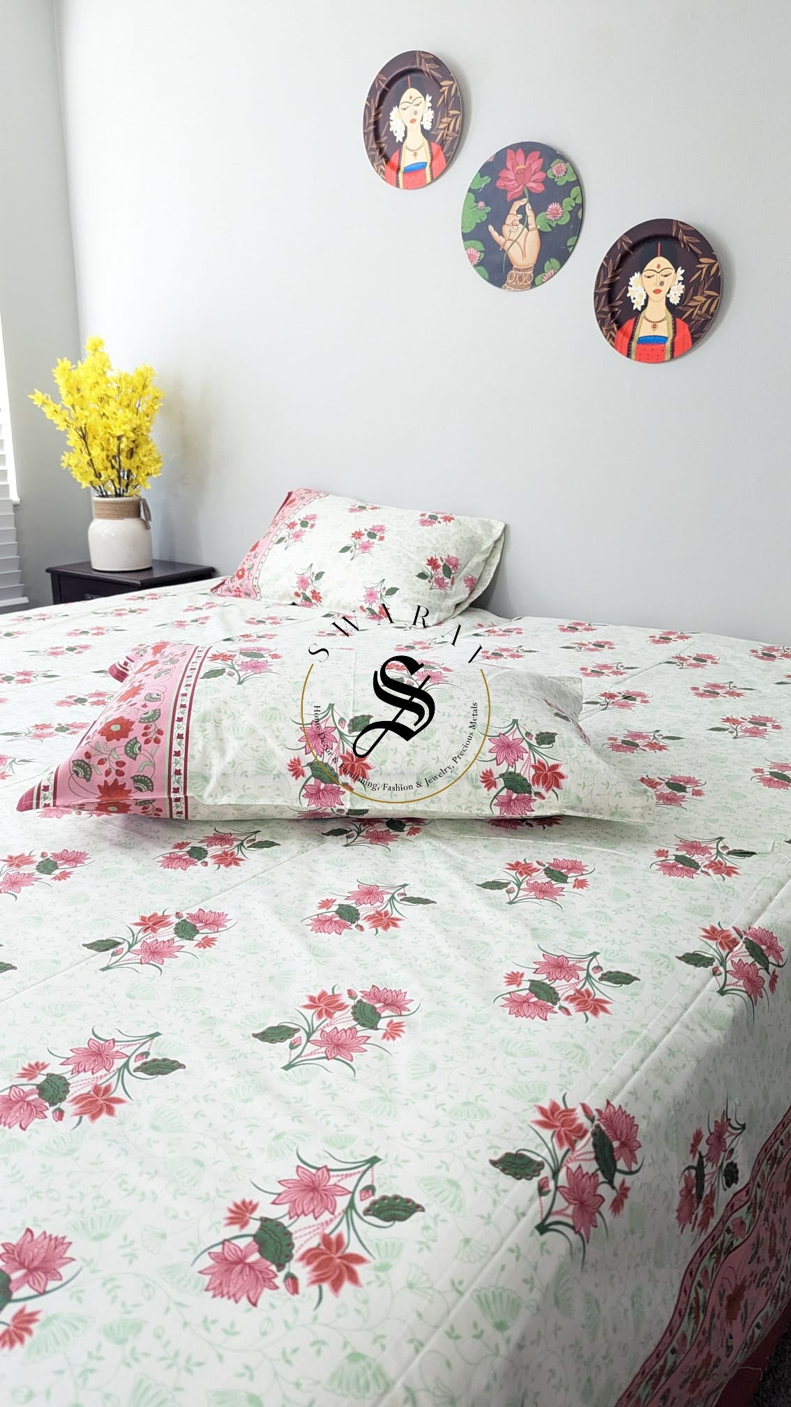 Jaipur Pure Cotton Jumbo King Size Bedsheet Set - 108 by 108 inch.