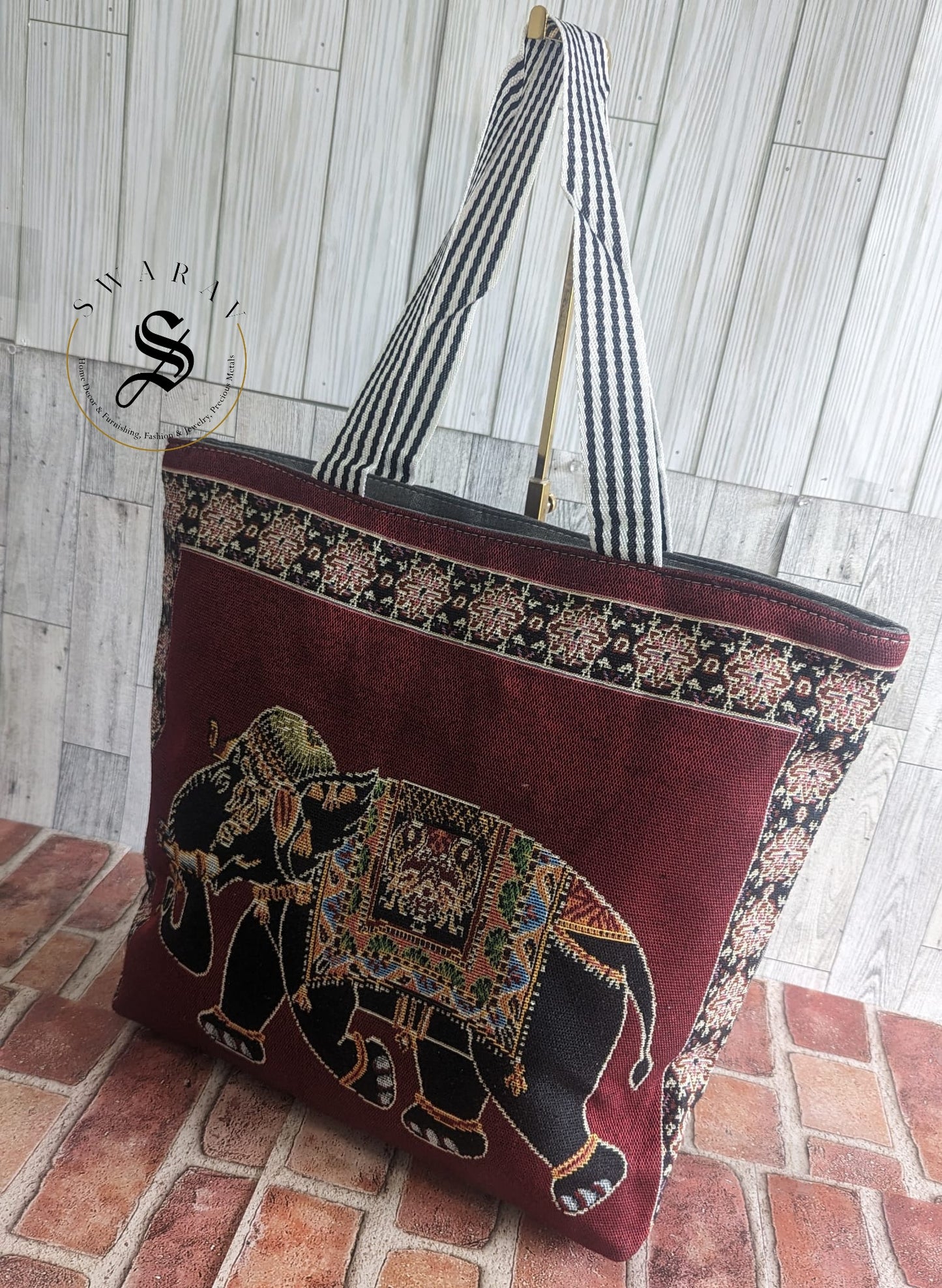 Ethnic Khadi cotton Big size Beach/ Tote Bag with premium fabirc lining inside. Size : 18 by 15 by 4 inch. Pack of 6.