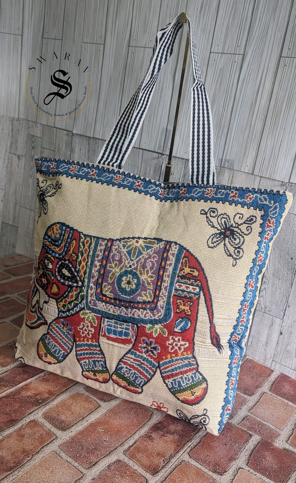 Ethnic Khadi cotton Big size Beach/ Tote Bag with premium fabirc lining inside. Size : 18 by 15 by 4 inch. Pack of 6.