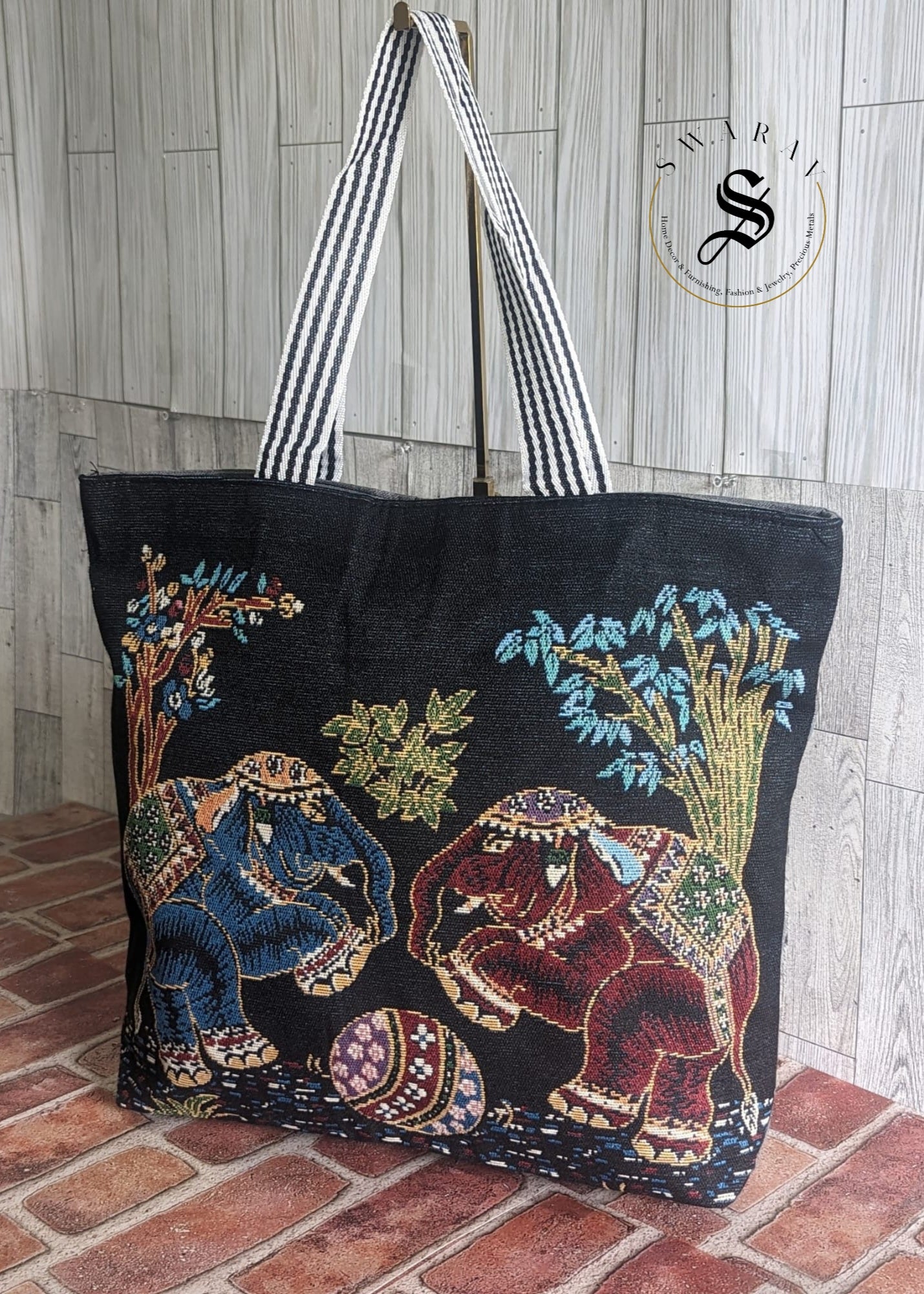 Ethnic Khadi cotton Big size Beach/ Tote Bag with premium fabirc lining inside. Size : 18 by 15 by 4 inch. Pack of 6.