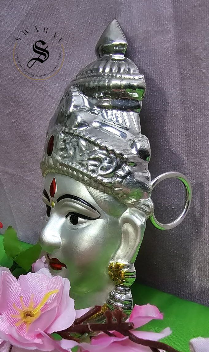 German Silver Matt finish fully decorated Godess face. Size - 7 inches.