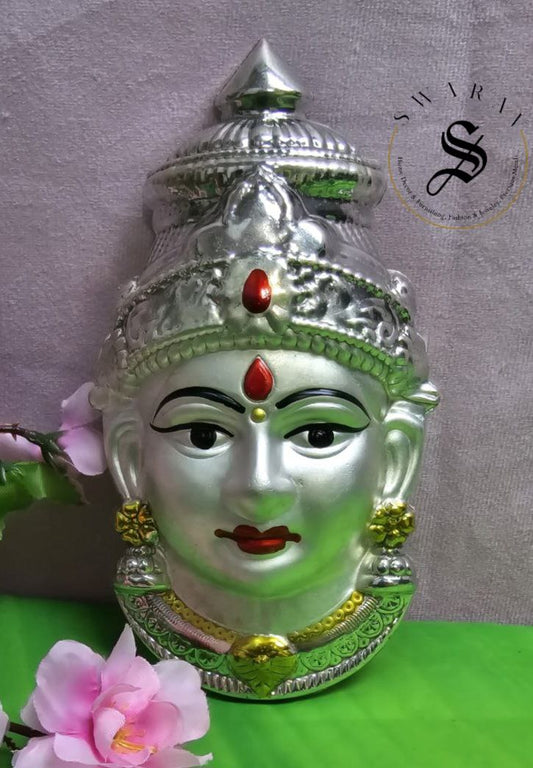 German Silver Matt finish fully decorated Godess face. Size - 7 inches.